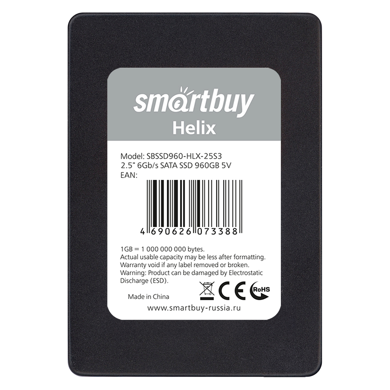 

Внутренний SSD накопитель SmartBuy Helix 2.5" 960 ГБ SBSSD960-HLX-25S3, Helix