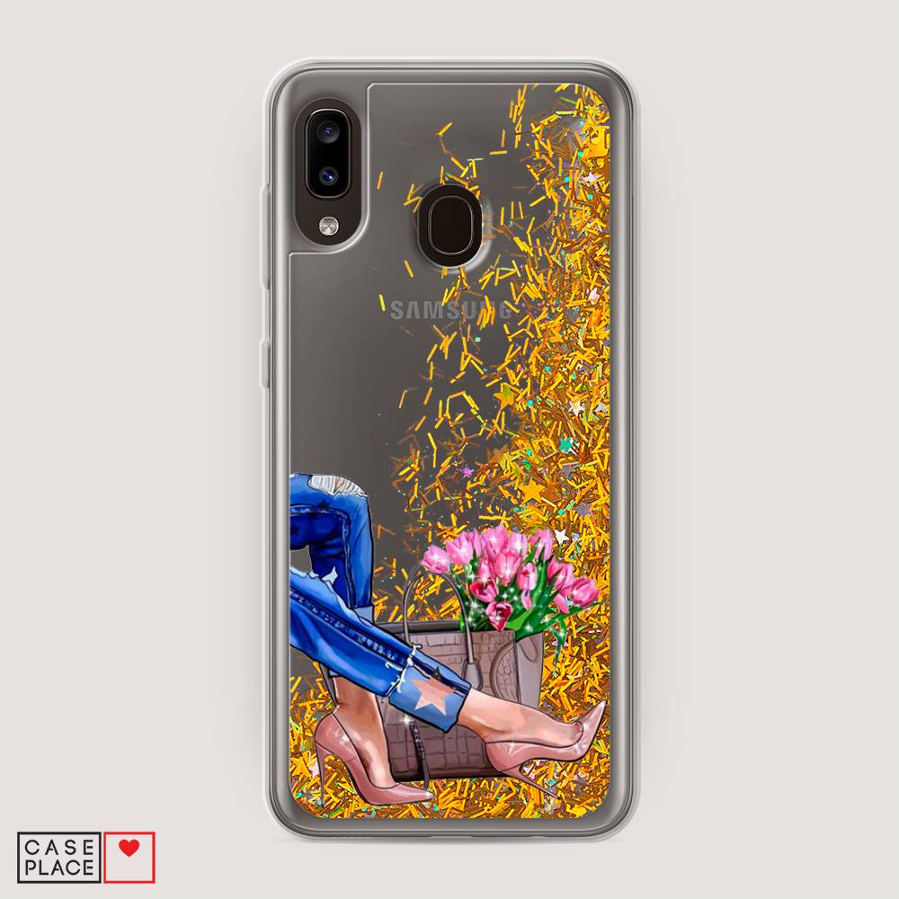 

Жидкий чехол с блестками "Каблучки" на Samsung Galaxy A30, 27590-1