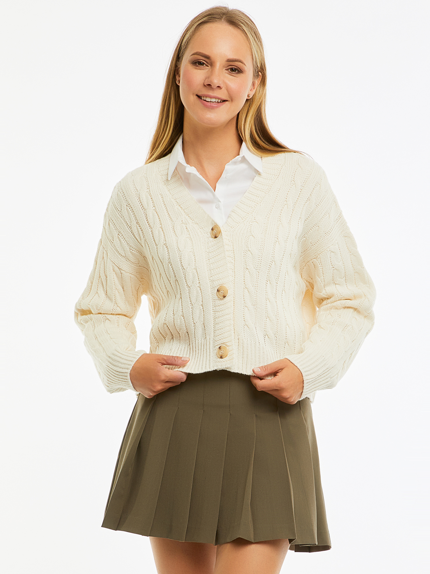 

Кардиган женский oodji 63205265 белый XS, 63205265