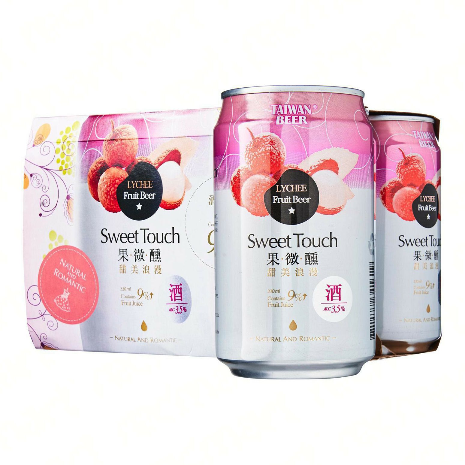

Пивной напиток Sweet Touch Lychee светлый нефильтрованный пастеризованный 330 мл, Светлое