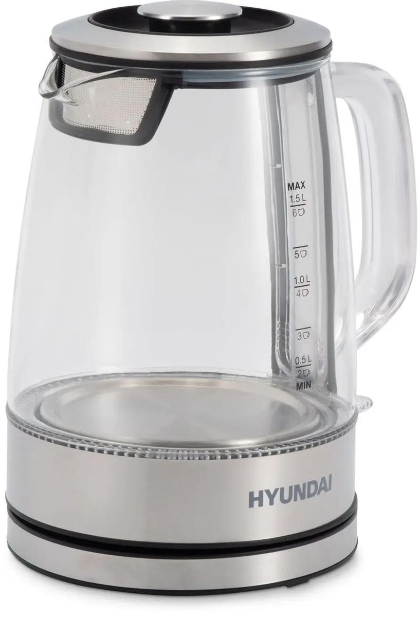 

Чайник электрический Hyundai HYK-G2403, 2200Вт, черный и серебристый