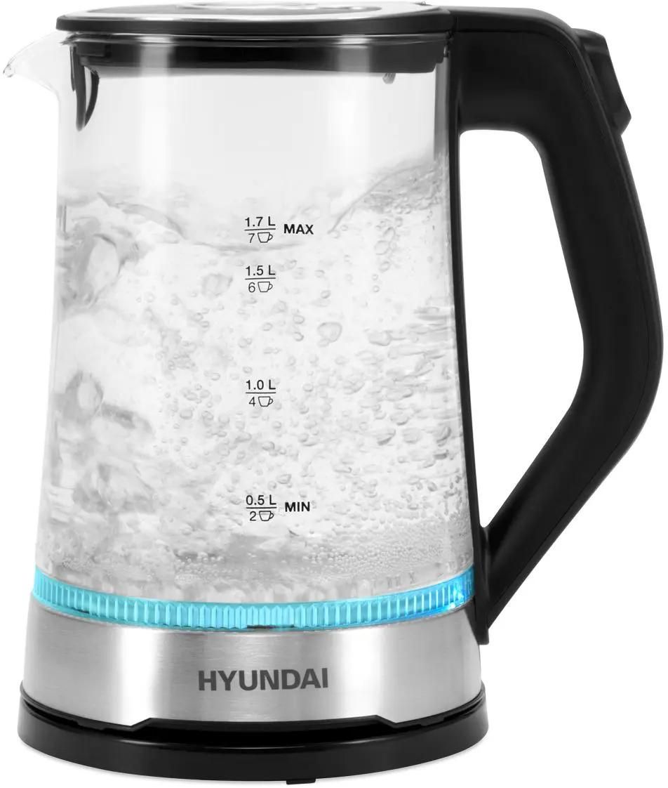 

Чайник электрический Hyundai HYK-G3401, 2200Вт, черный и серебристый