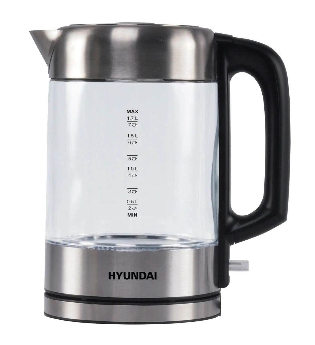 

Чайник электрический Hyundai HYK-G6405, 2200Вт, черный и серебристый