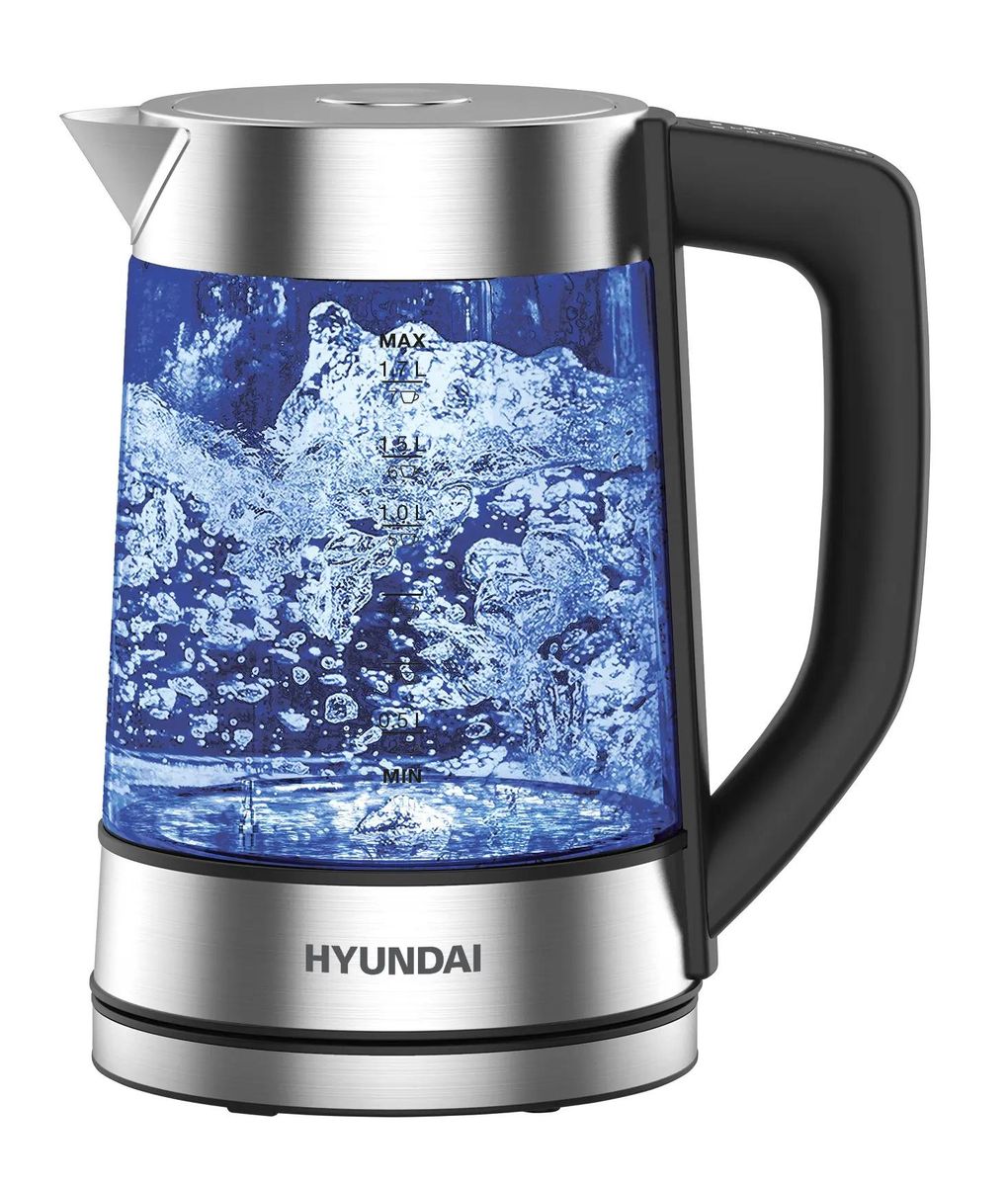

Чайник электрический Hyundai HYK-G7406, 2200Вт, черный и серебристый
