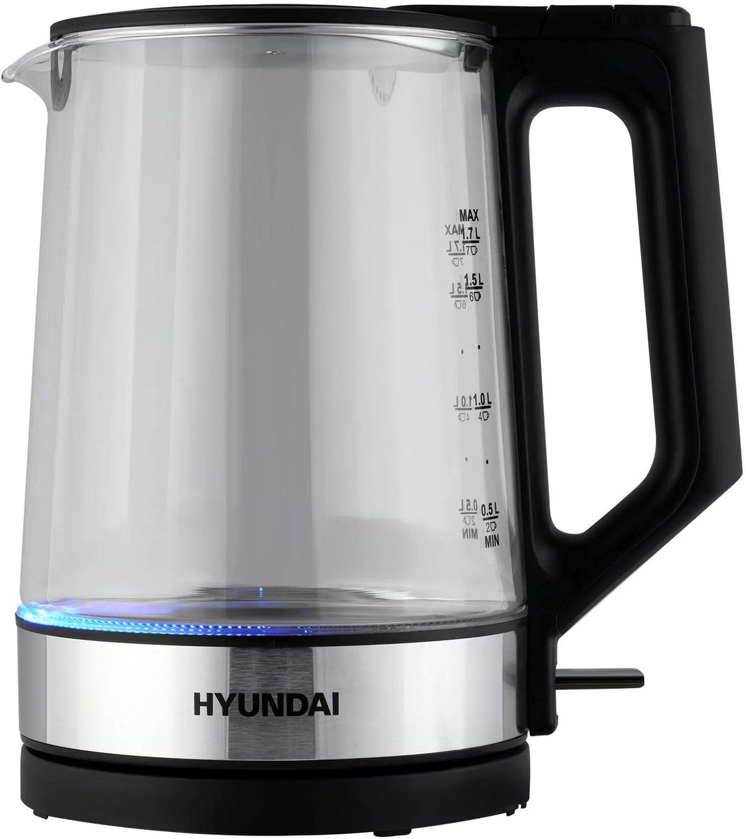 

Чайник электрический Hyundai HYK-G8808, 2200Вт, черный и серебристый