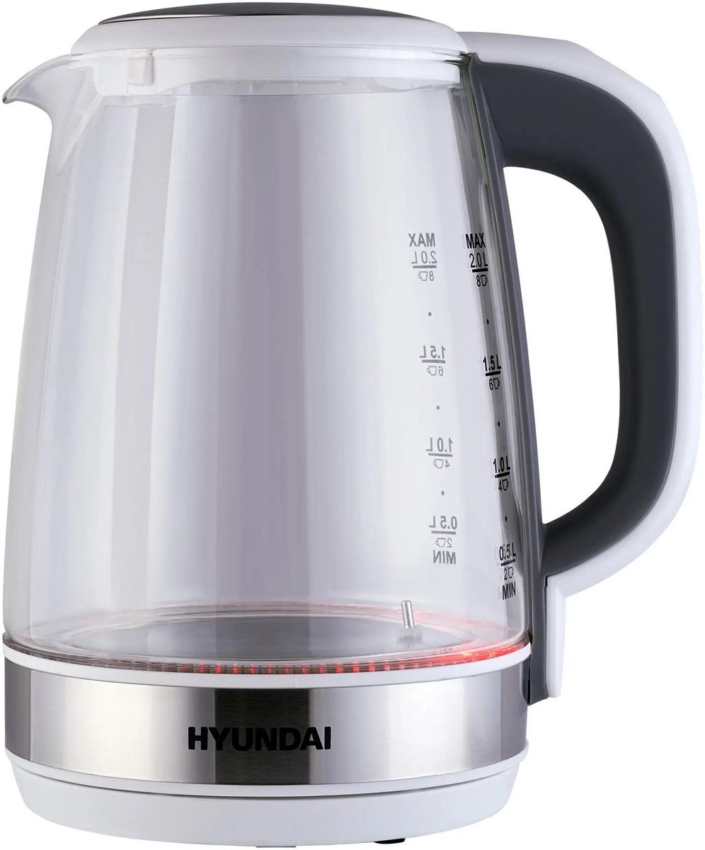 

Чайник электрический Hyundai HYK-G8880, 2200Вт, серый и серебристый