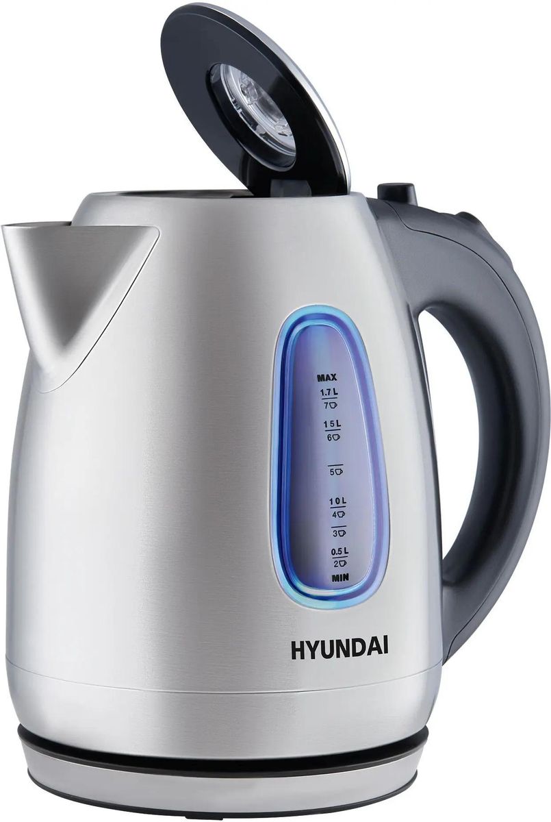 

Чайник электрический Hyundai HYK-S2402, 2200Вт, серебристый матовый и черный