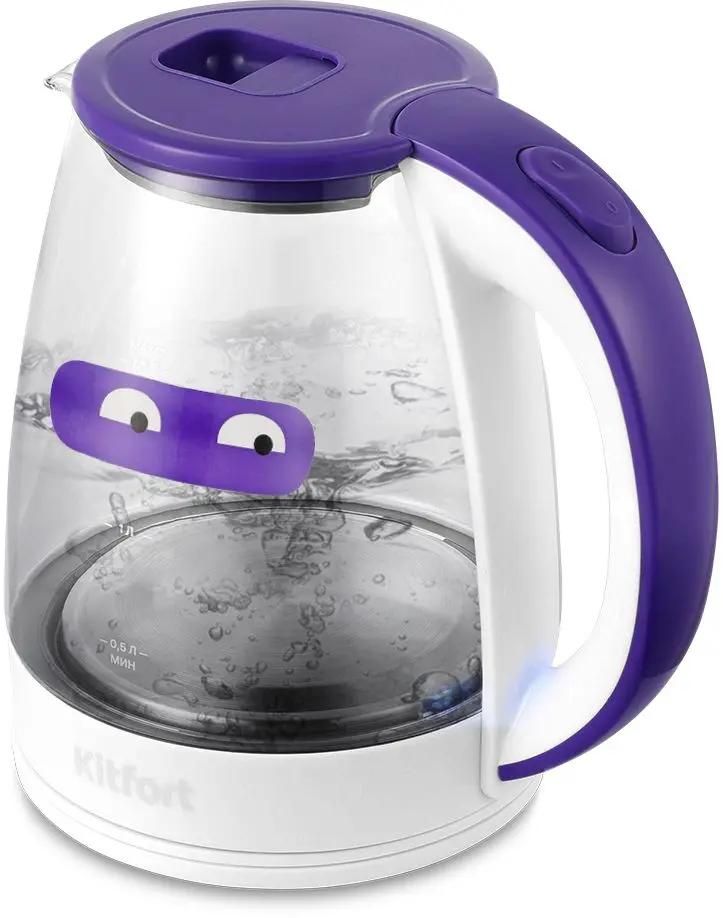 

Чайник электрический KitFort КТ-6167, 2200Вт, белый и фиолетовый