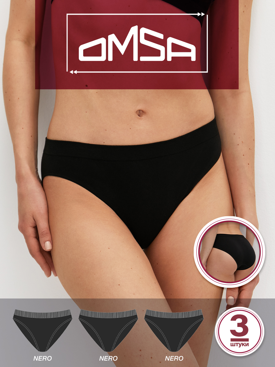 

Комплект трусов женских Omsa OmD 2211S черных L 3 шт., Черный, OmD 2211S