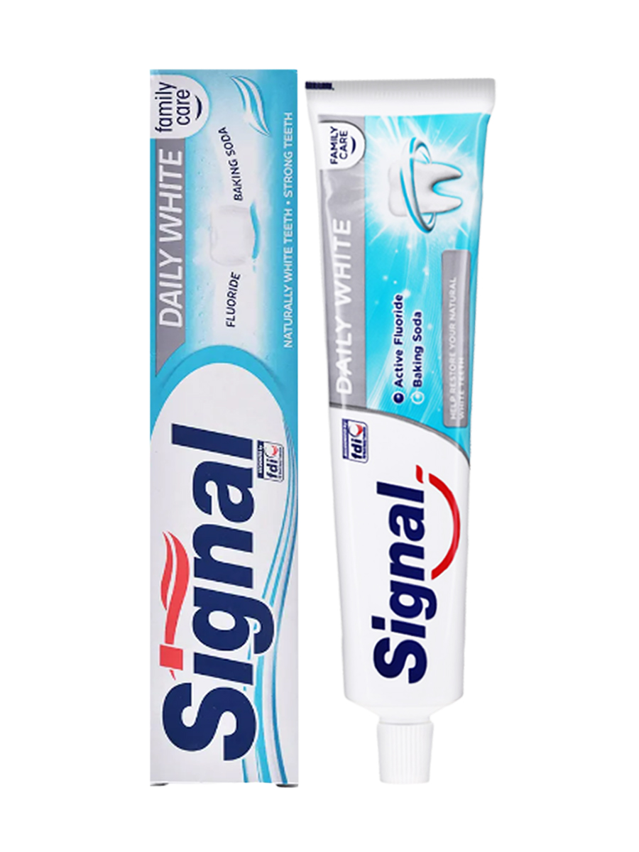 Зубная паста SIGNAL Daily white отбеливающая, от кариеса, антибактериальная, 75 мл global white extra whitening отбеливающая зубная паста 100 г