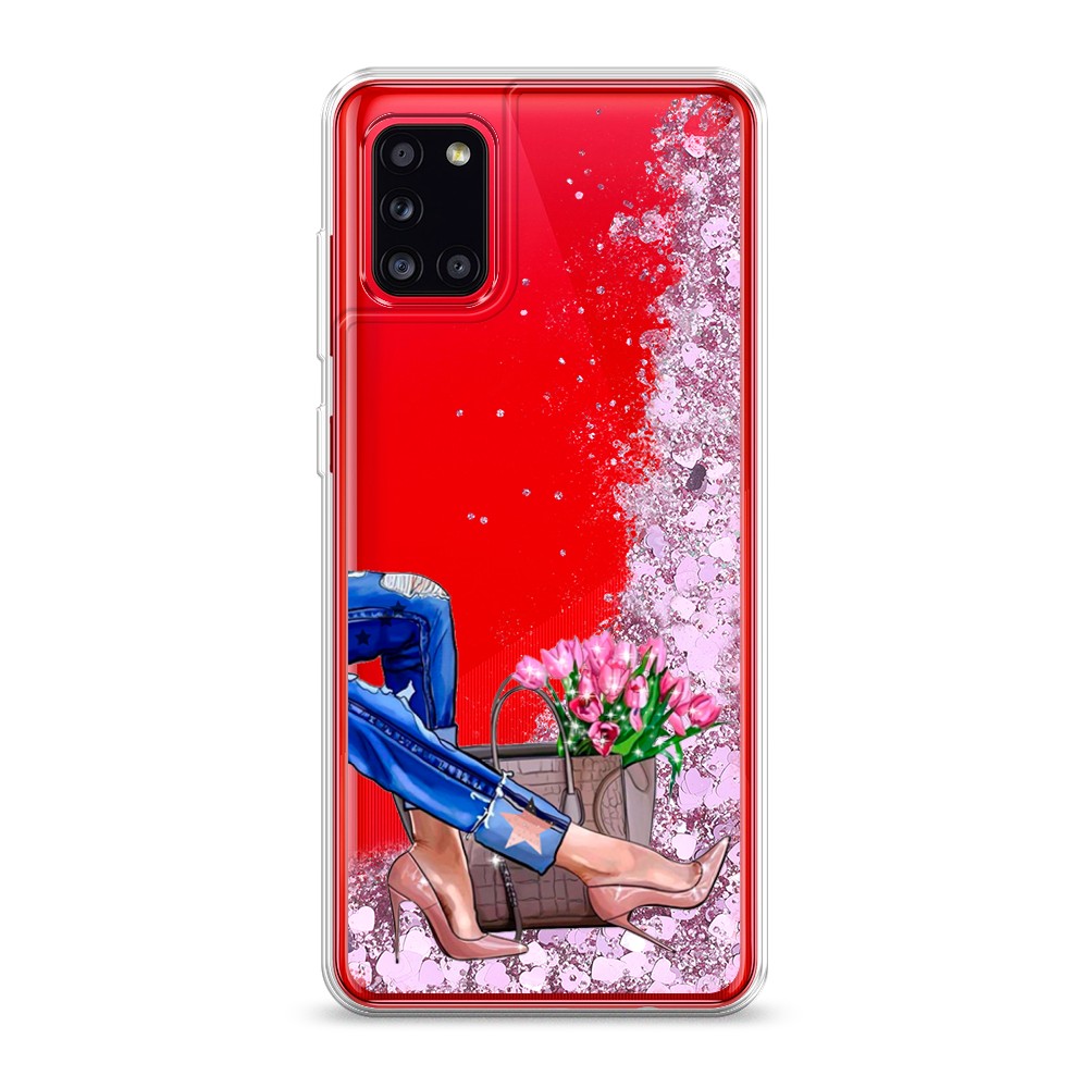 

Жидкий чехол с блестками "Каблучки" на Samsung Galaxy A31