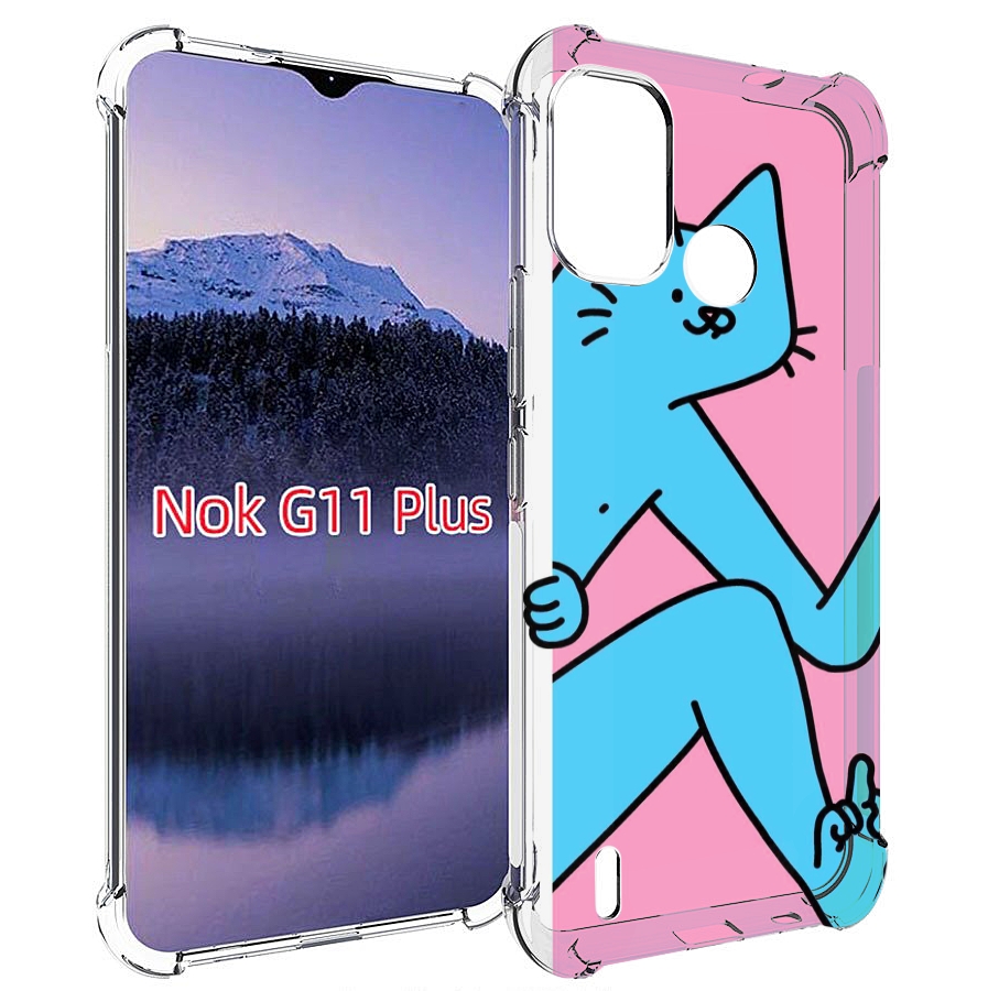 

Чехол MyPads голубой кот в дверце для Nokia G11 Plus, Прозрачный, Tocco