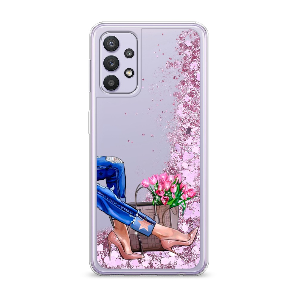 

Жидкий чехол с блестками "Каблучки" на Samsung Galaxy A32