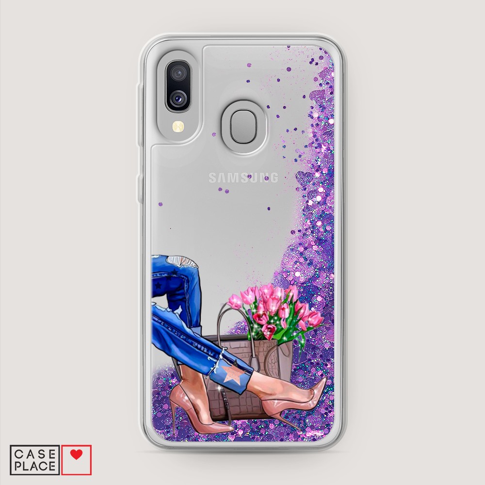 

Жидкий чехол с блестками "Каблучки" на Samsung Galaxy A40