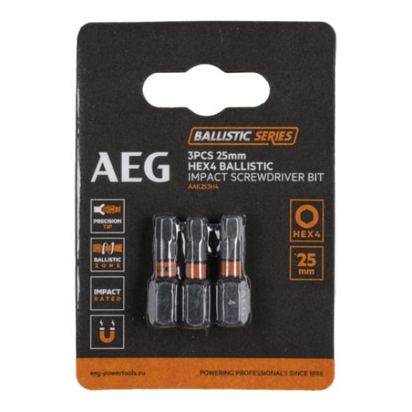 

AEG Биты Ударные 3шт.Ударные HEX 4х25mm AAK253H4 4932479178
