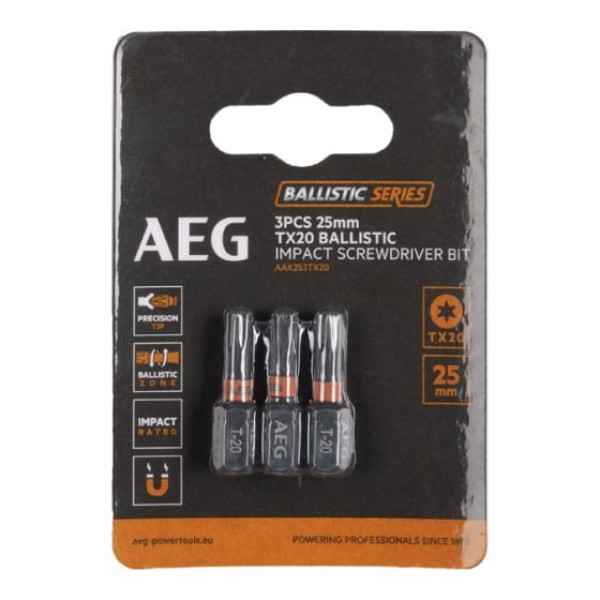 

AEG Биты Ударные 3шт.Ударные TX20х25mm AAK253TX20 4932479174