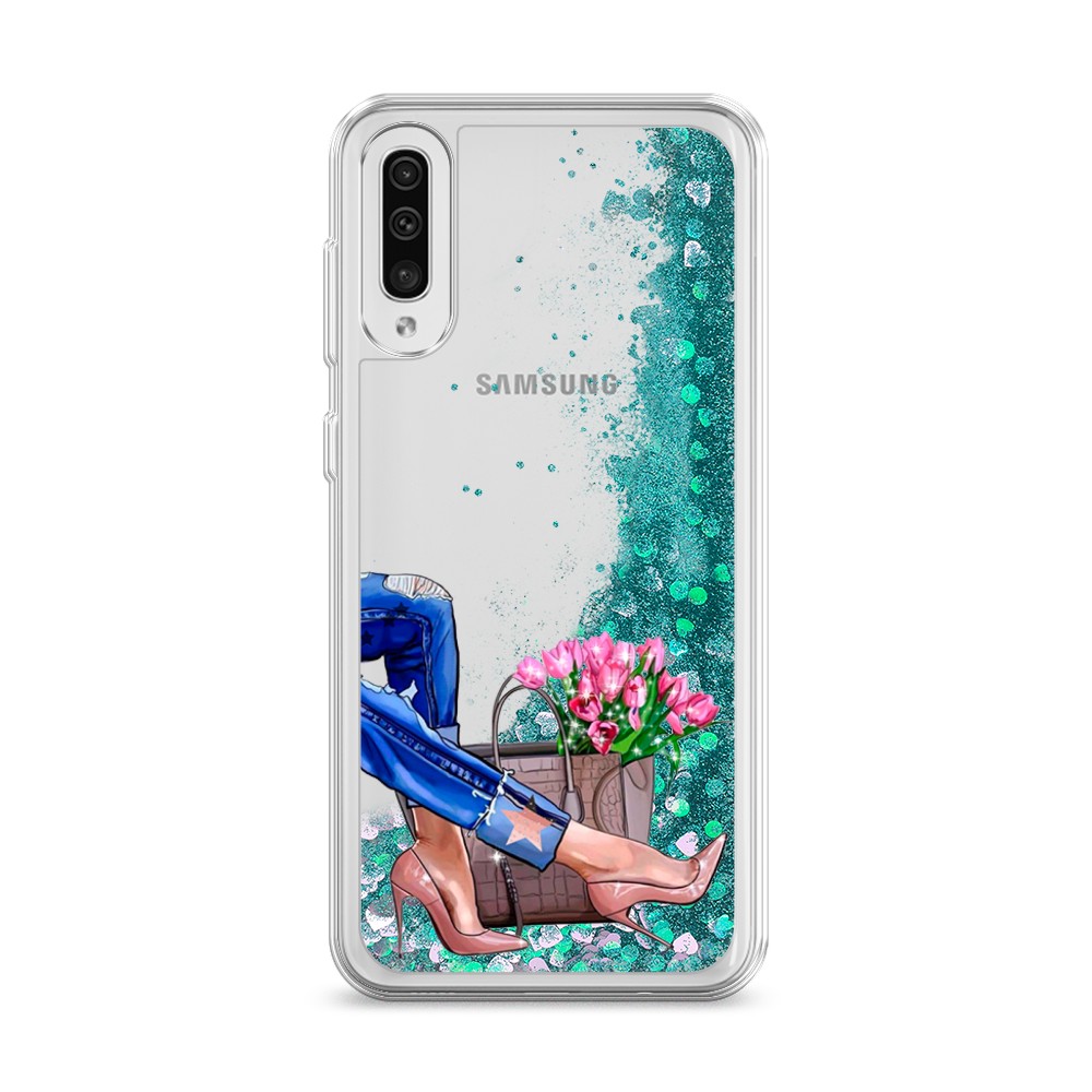 

Жидкий чехол с блестками "Каблучки" на Samsung Galaxy A50, 27795-1