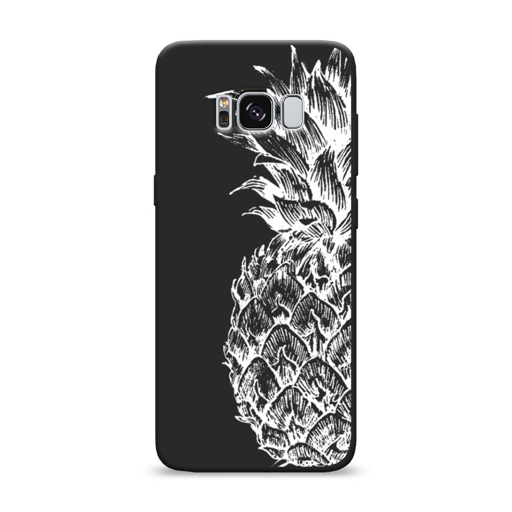 фото Матовый силиконовый чехол "ананас графика белая" на samsung galaxy s8 awog