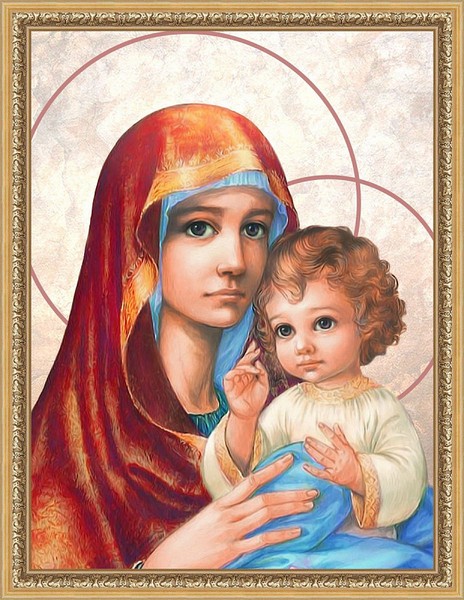 

Алмазная живопись Алмазная вышивка Богоматерь с Младенцем АЖ.4116, 30x40 см
