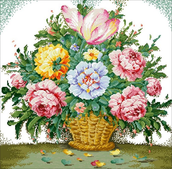 

Алмазная живопись Алмазная вышивка Букет в корзинке АЖ.491, 60x60 см