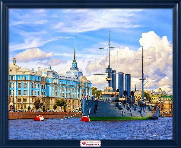 

Алмазная живопись Алмазная вышивка Крейсер Аврора АЖ.1955, 40x50 см