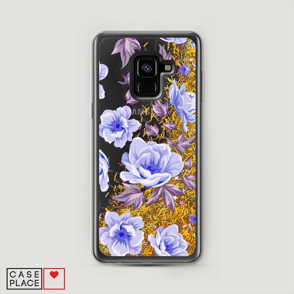 

Жидкий чехол с блестками "Цветочная фантазия 1" на Samsung Galaxy A8 2018