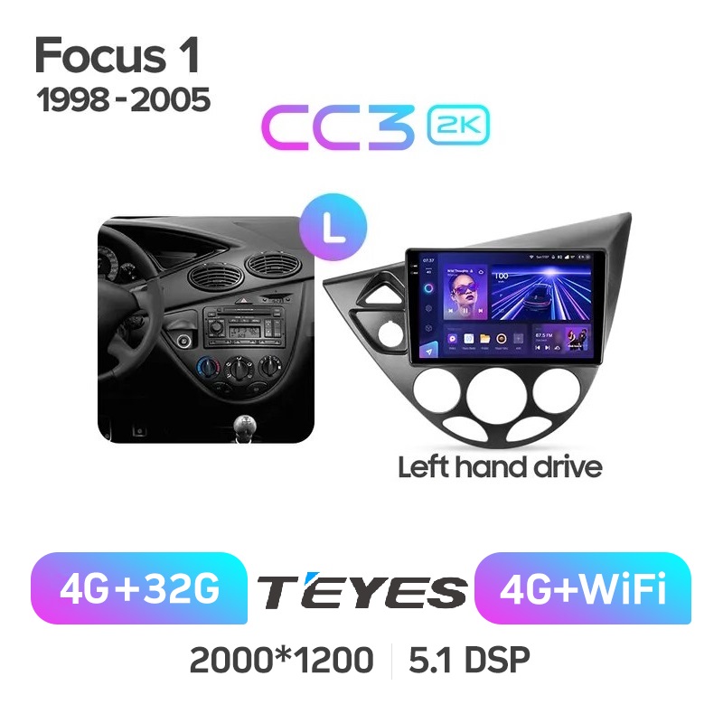 Автомобильная магнитола Teyes CC3 2k 4/32 Ford Focus 1 1998-2005