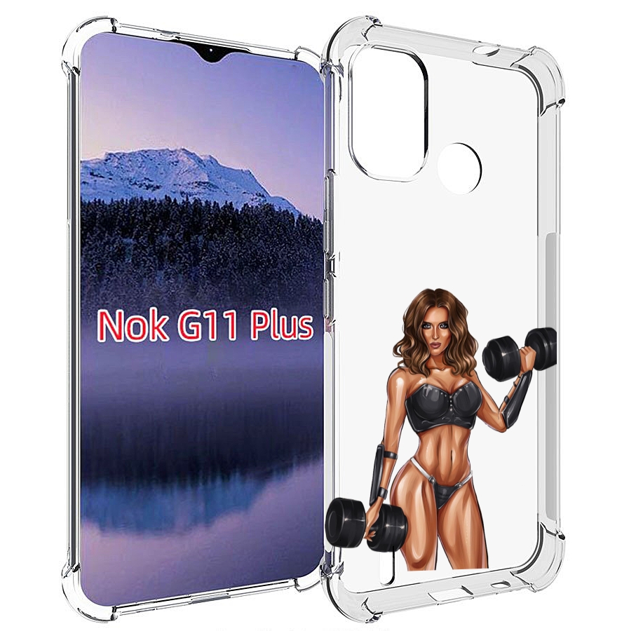 

Чехол MyPads девушка с гантелями спорт женский для Nokia G11 Plus, Прозрачный, Tocco