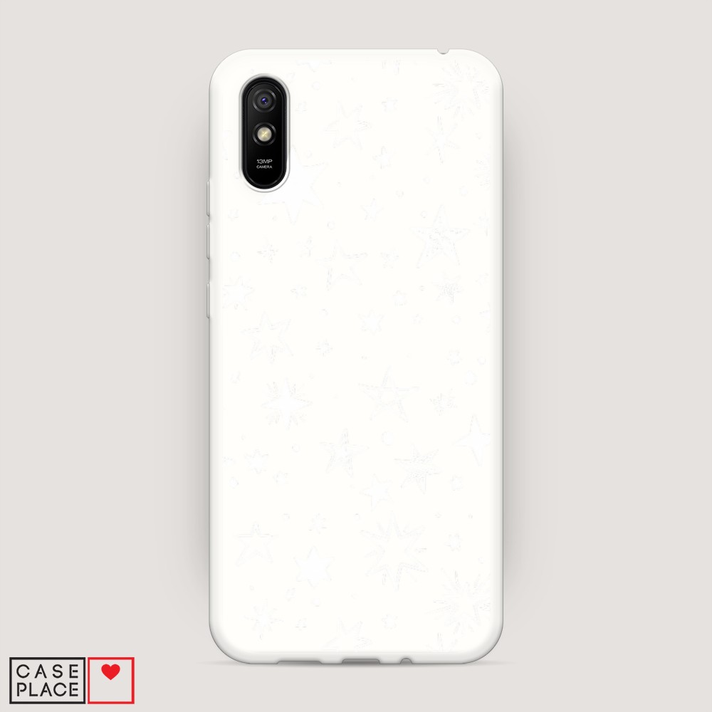 фото Матовый силиконовый чехол "звездочки графика белая" на xiaomi redmi 9a awog