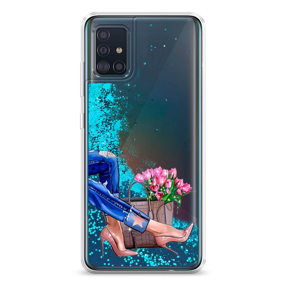 

Жидкий чехол с блестками "Каблучки" на Samsung Galaxy A51