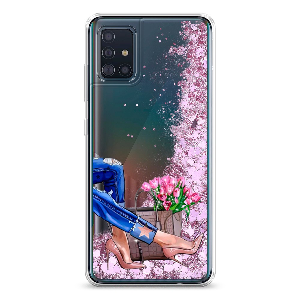 

Жидкий чехол с блестками "Каблучки" на Samsung Galaxy A51, 28994-1
