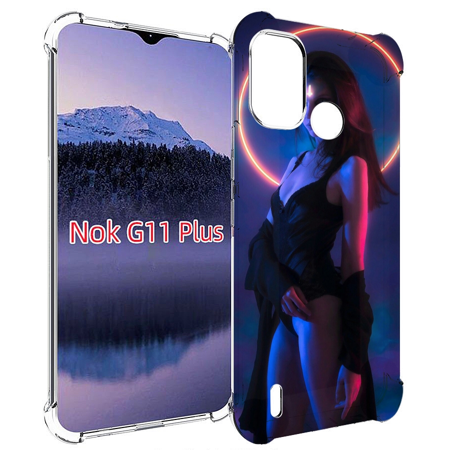 

Чехол MyPads девушка с неоновым кругом женский для Nokia G11 Plus, Прозрачный, Tocco