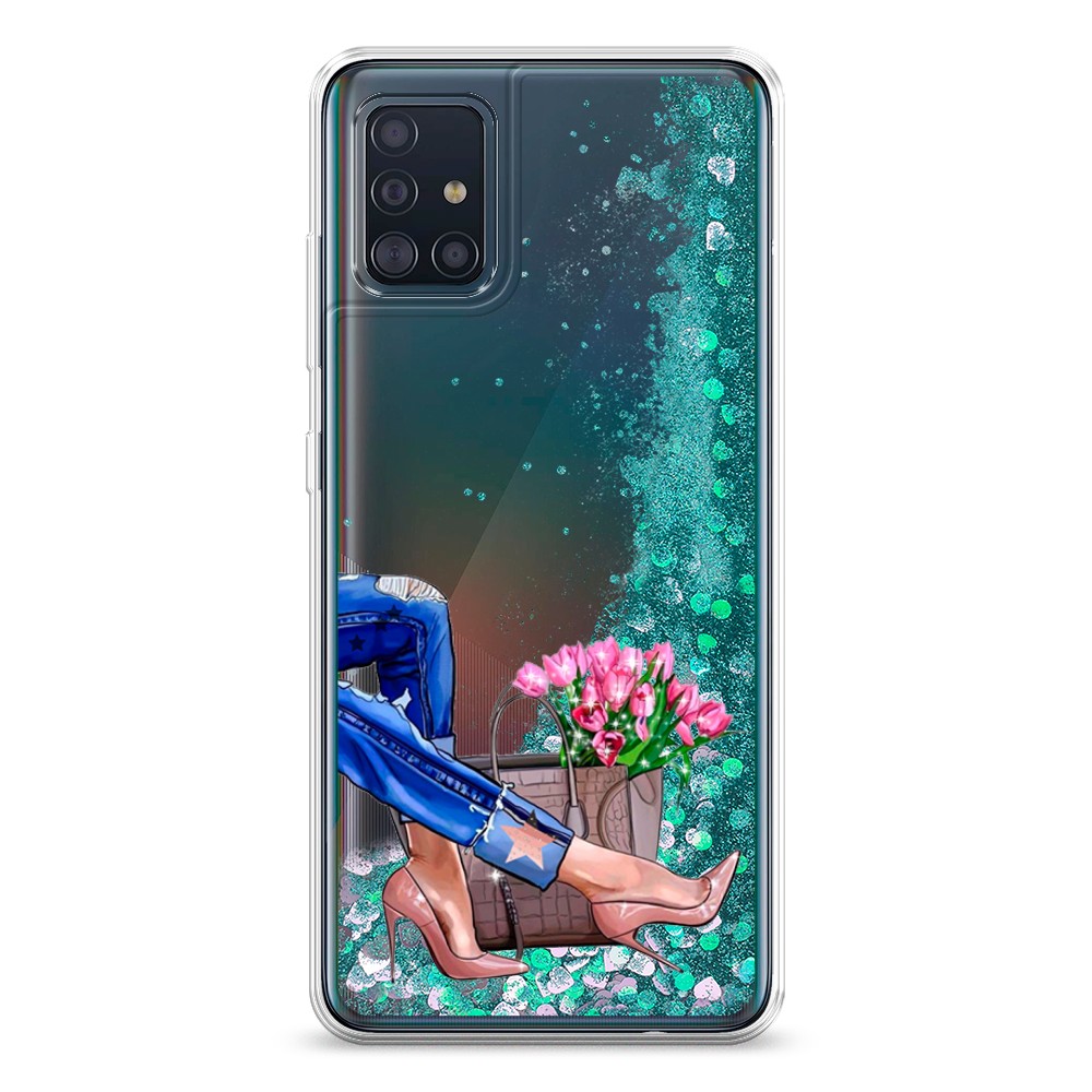 

Жидкий чехол с блестками "Каблучки" на Samsung Galaxy A51, 28995-1