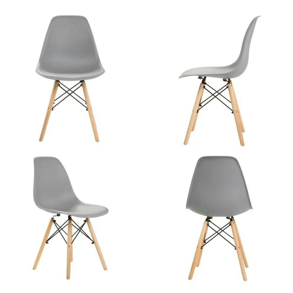 Комплект стульев 4 шт. LEON GROUP для кухни в стиле EAMES DSW, светло-серый