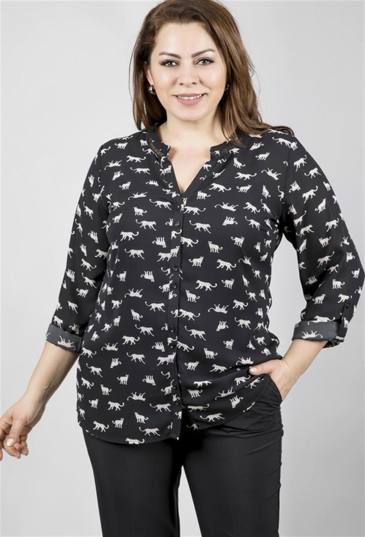 

Блуза женская My Line Moda 182 черная 46 RU (товары доставляются из-за рубежа), 182