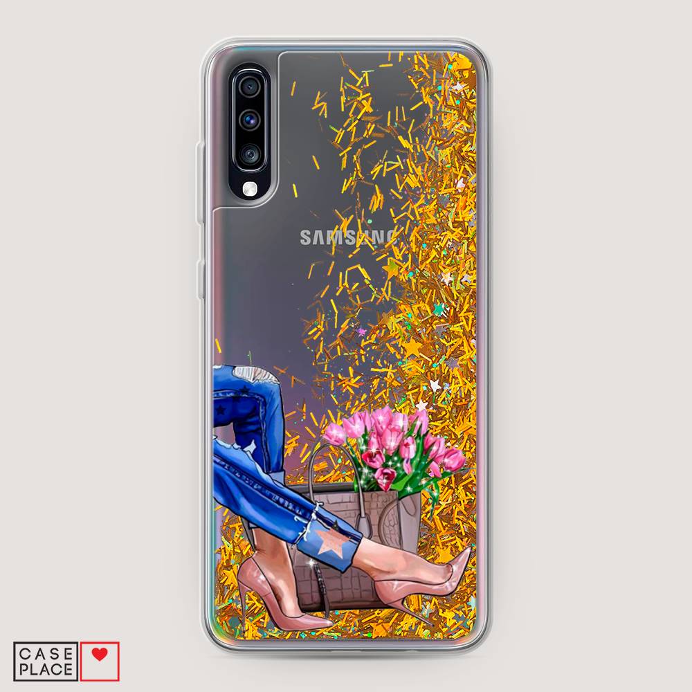 

Жидкий чехол с блестками "Каблучки" на Samsung Galaxy A70, 28190-1