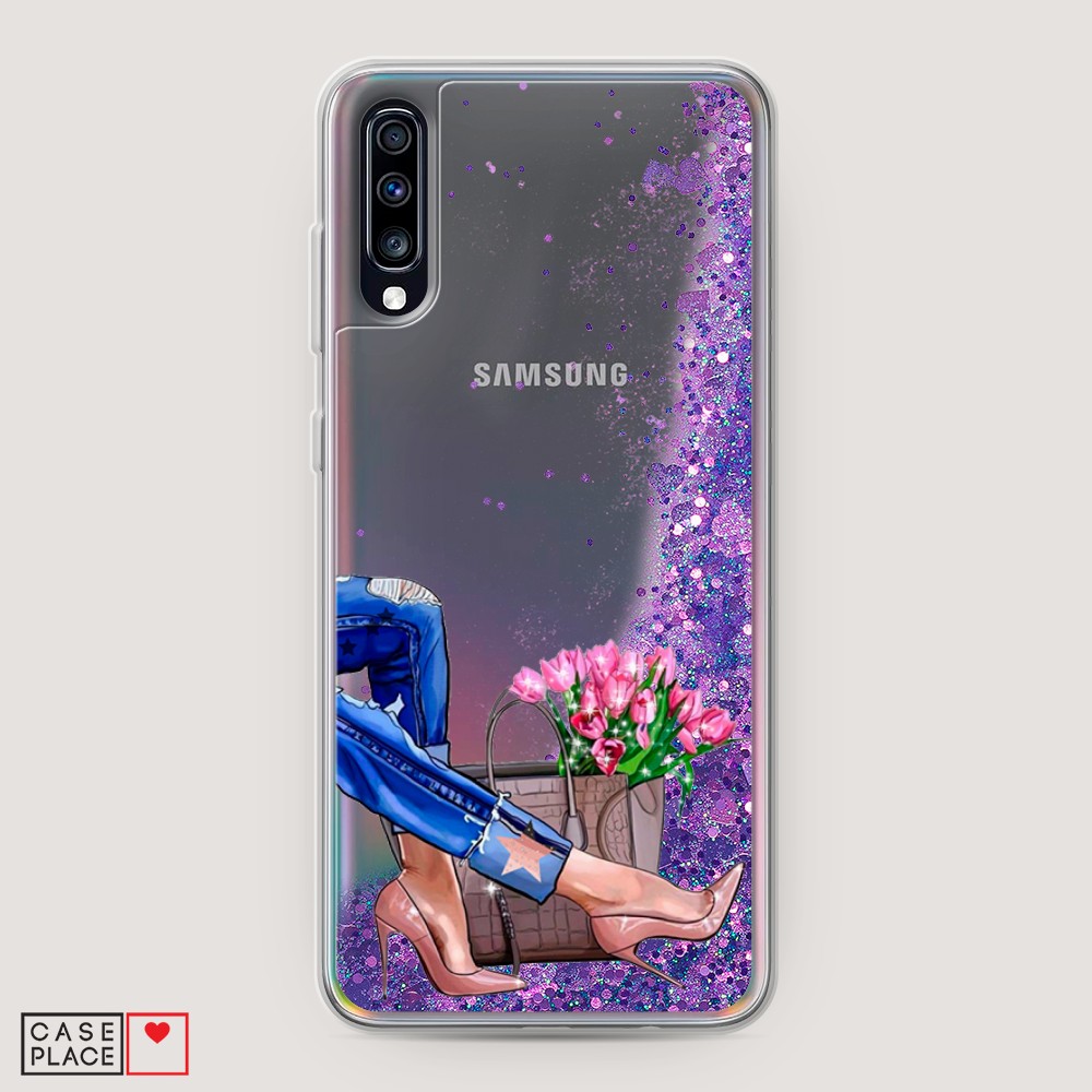 

Жидкий чехол с блестками "Каблучки" на Samsung Galaxy A70, 28192-1