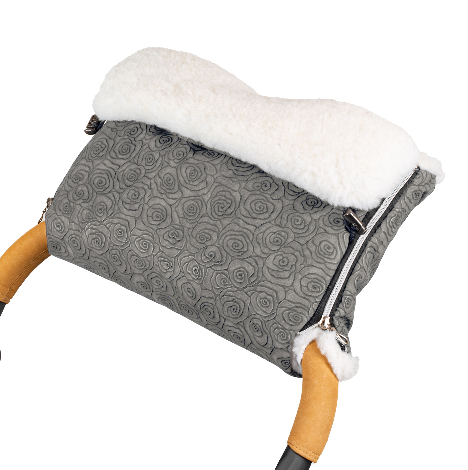 Муфта для рук на коляску BEATRICE BAMBINI Fiori, Grey 190166 карабин для сумки на коляску липучка из экокожи серый