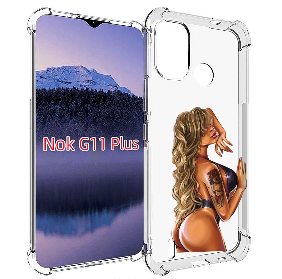 Чехол MyPads девушка-в-черном-кожаном-купальнике женский для Nokia G11 Plus