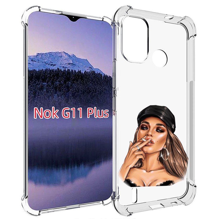 

Чехол MyPads девушка-в-шапке-с-сигаретой для Nokia G11 Plus, Прозрачный, Tocco