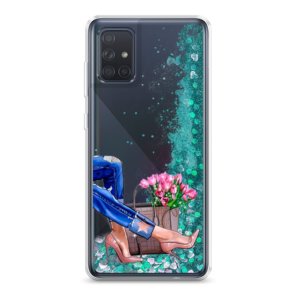 

Жидкий чехол с блестками "Каблучки" на Samsung Galaxy A71, 29095-1