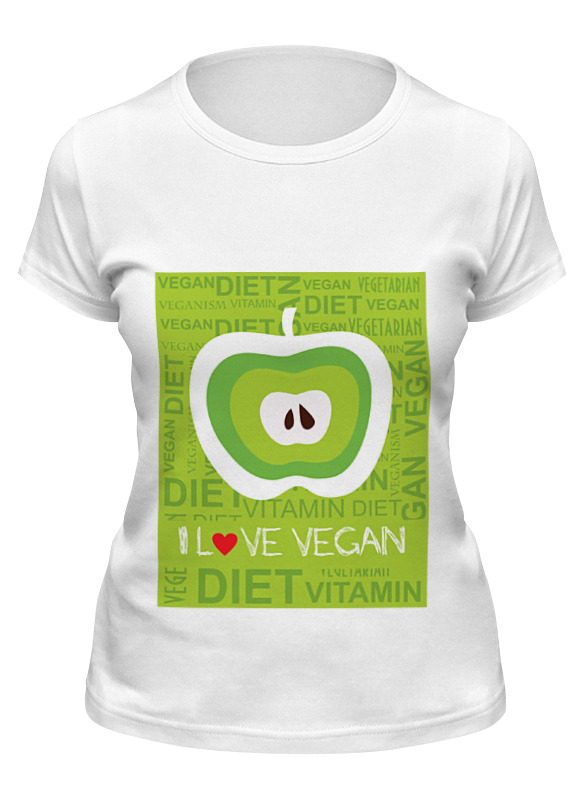 

Футболка женская Printio I love vegan белая L, Белый, I love vegan