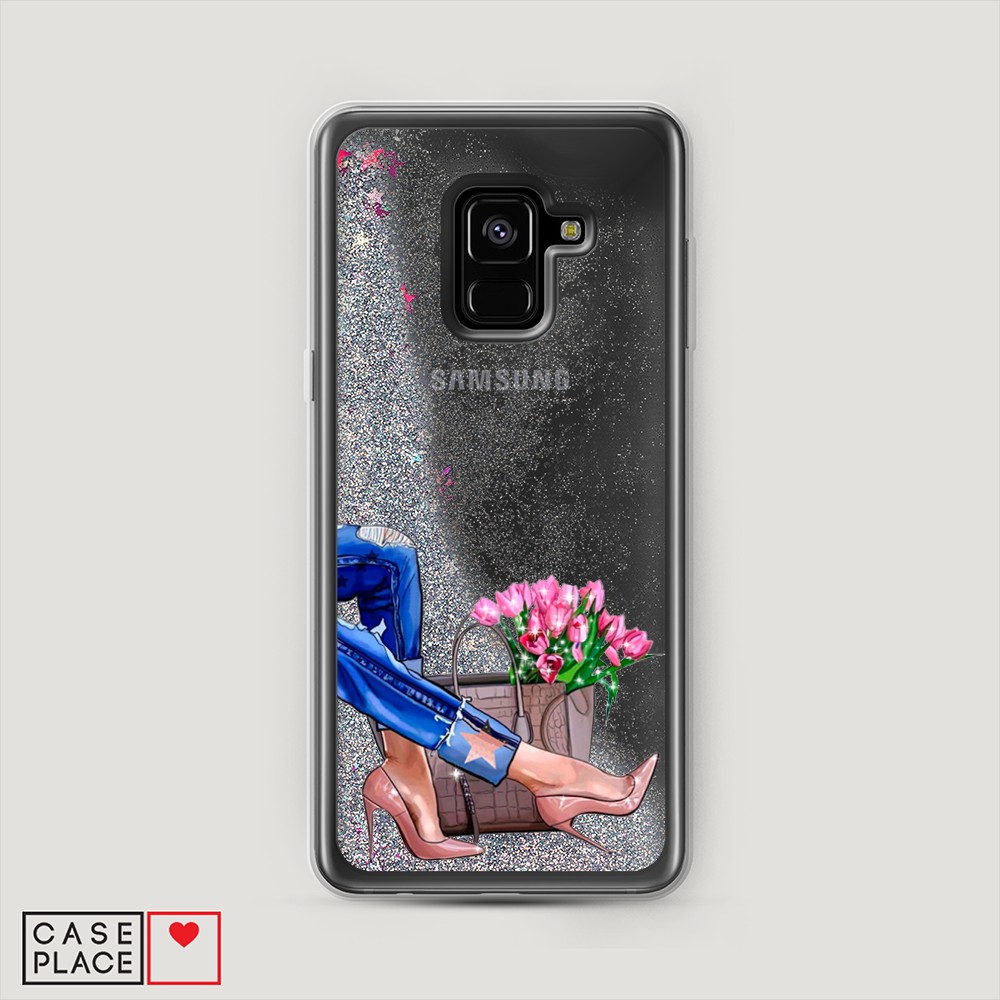 

Жидкий чехол с блестками "Каблучки" на Samsung Galaxy A8 2018, 25491-1