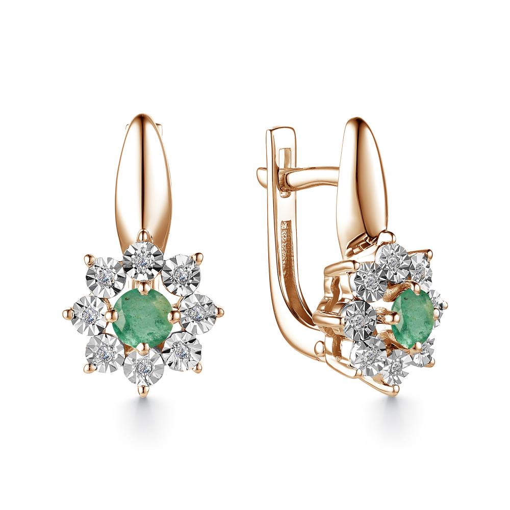 

Серьги из красного золота с бриллиантом АЛЬКОР 23224-101, 23224-101