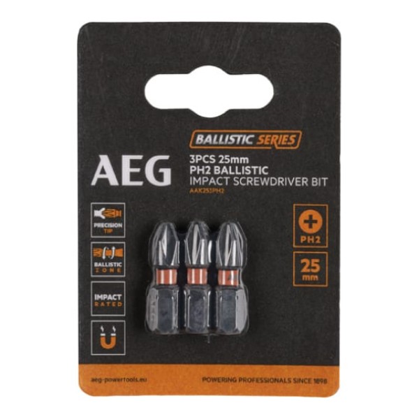 

AEG Биты Ударные 3шт.Ударные PH2х25mm AAK253PH2 4932479168