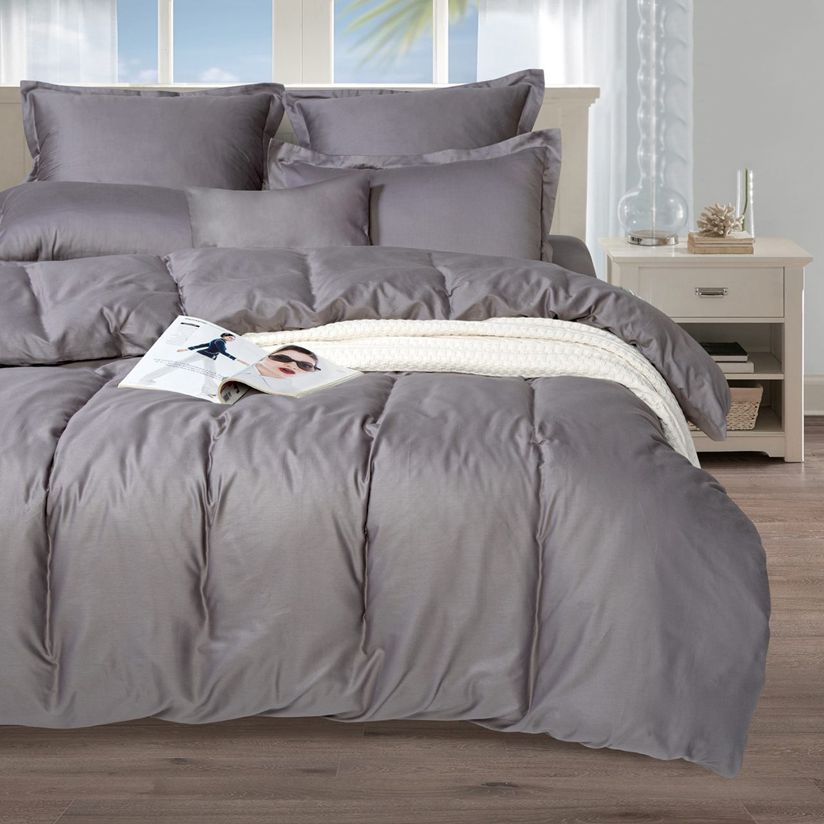 фото Комплект постельного белья mercury home металлик евро-макси серый