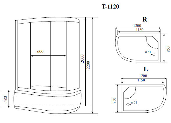 фото Timo standart t-1120 p r душевая кабина (120*85*220), шт