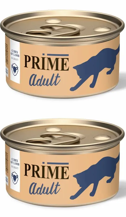 Консервы для кошек Prime Adult ягненок кусочки в соусе 2 шт по 75 г