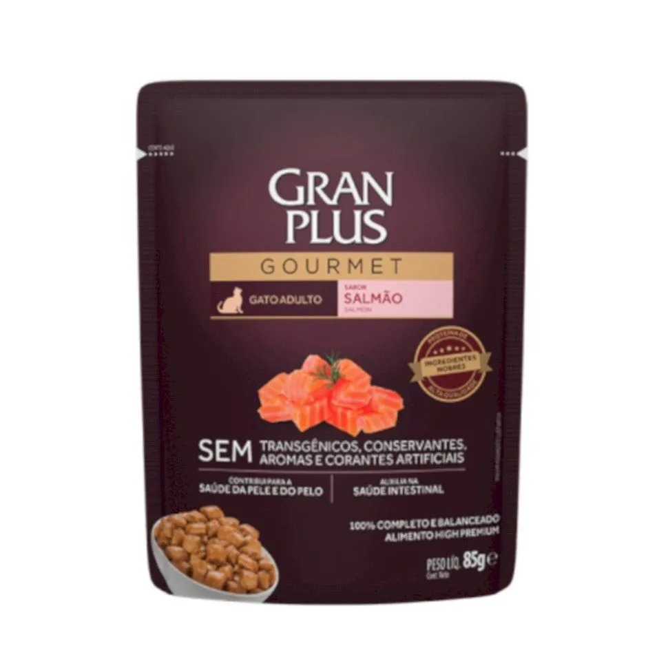 

Влажный корм для кошек Granplus CAT с лососем 85 г, полезный рацин