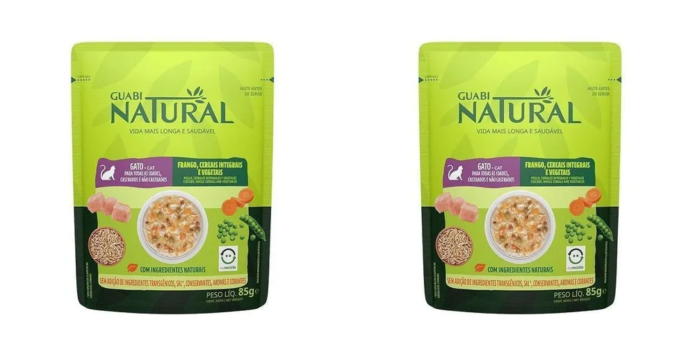 Влажный корм для кошек Guabi Natural курица, цельнозерновые злаки и овощи 2 шт по 85 г